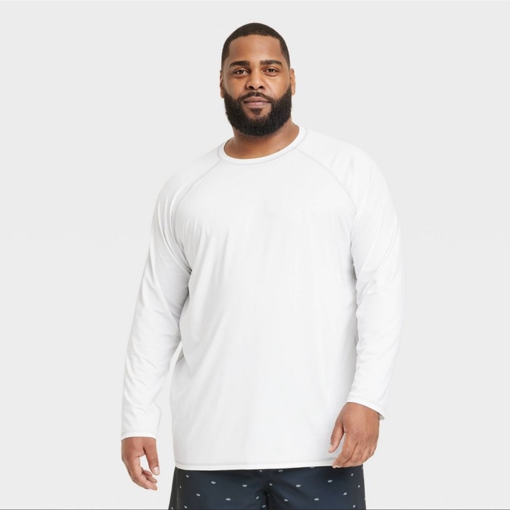 Men's Tall Long Sleeve Rash Guard Swim Shirt